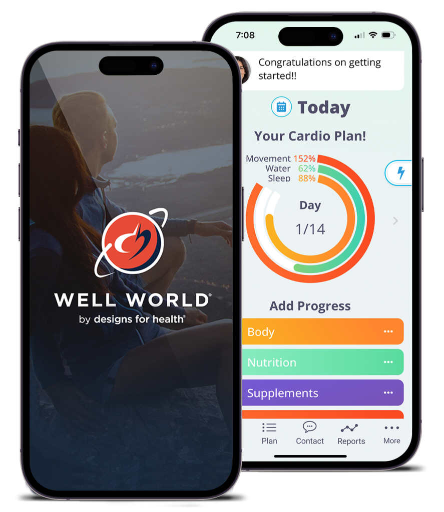 The Well World patient app showing today’s plan and progress
